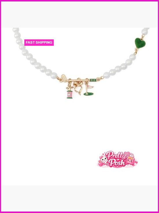 Unique! Shell Pearl, Gold & Crystal Bib Flower Necklace w  Golf Bib Pearl Necklace with Lobster Clasp Closure